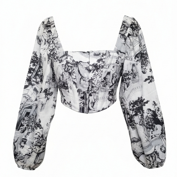 Urban Outfitters Tops - Urban Outfitters Corset Top Crop Top Puffy Sleeves. UO Maddie Bustier Blouse.